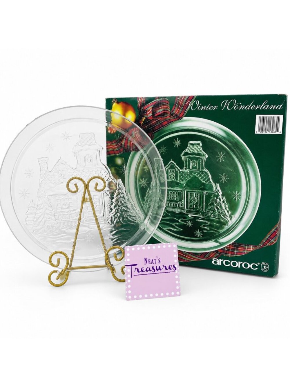 Arcoroc France WINTER WONDERLAND Clear Embossed Round 13" Serving Platter NEW
